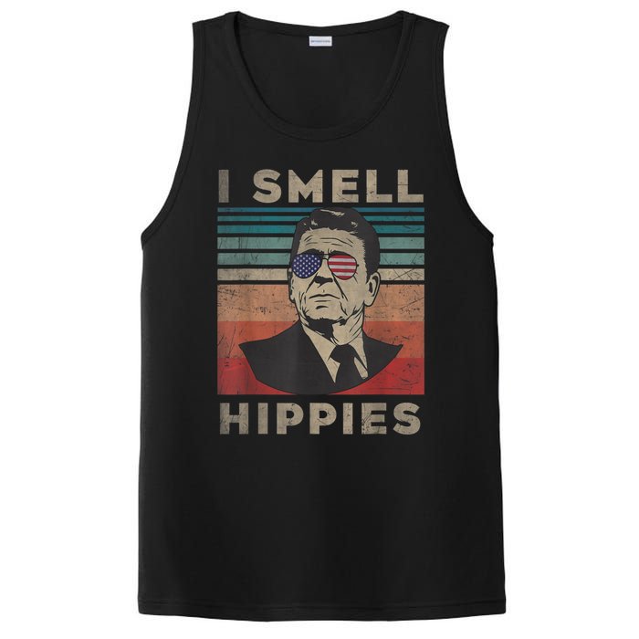 Vintage Distressed, Retro Reagan President I Smell Hippies PosiCharge Competitor Tank