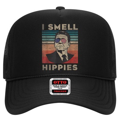 Vintage Distressed, Retro Reagan President I Smell Hippies Trucker Hat