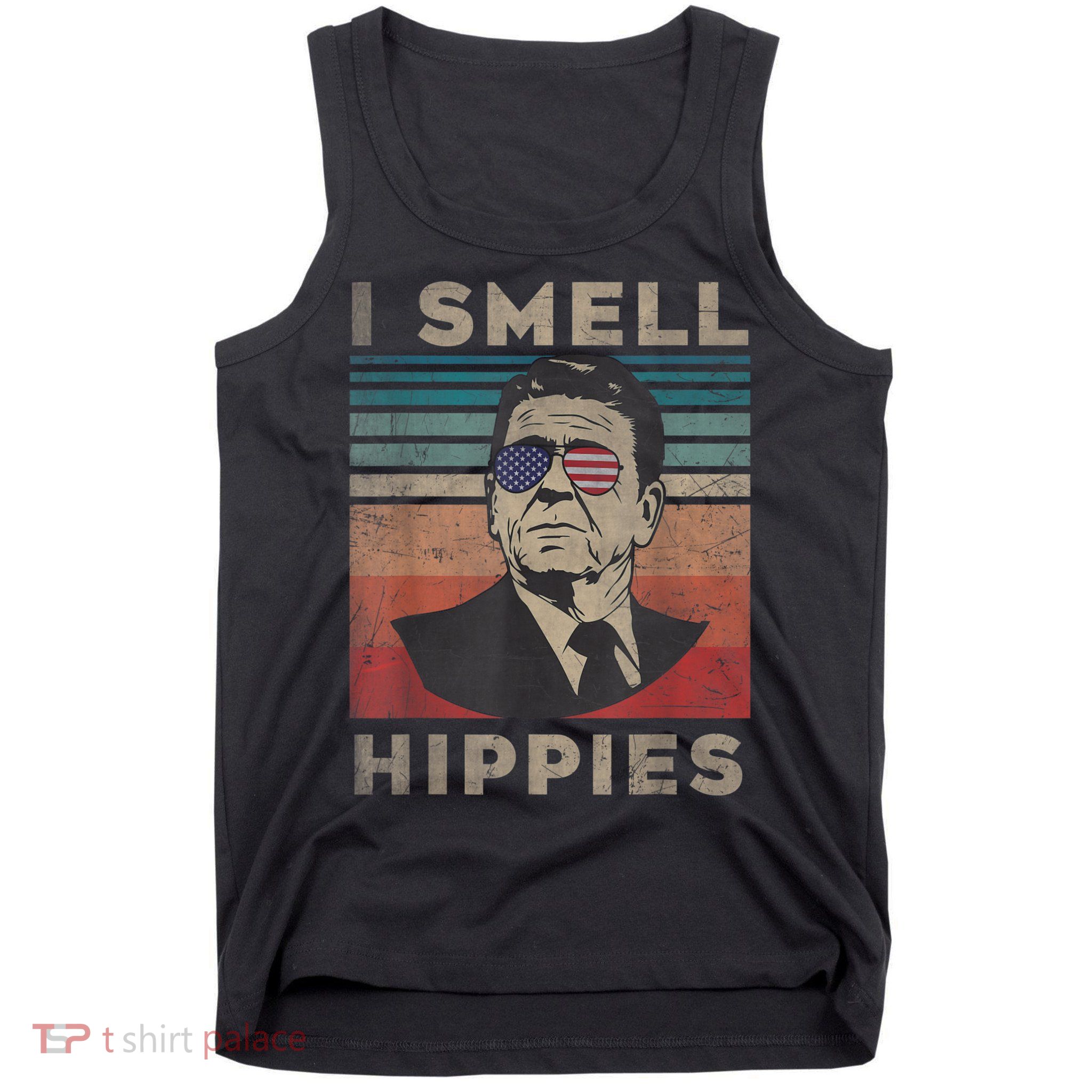 Vintage Distressed, Retro Reagan President I Smell Hippies Tank Top