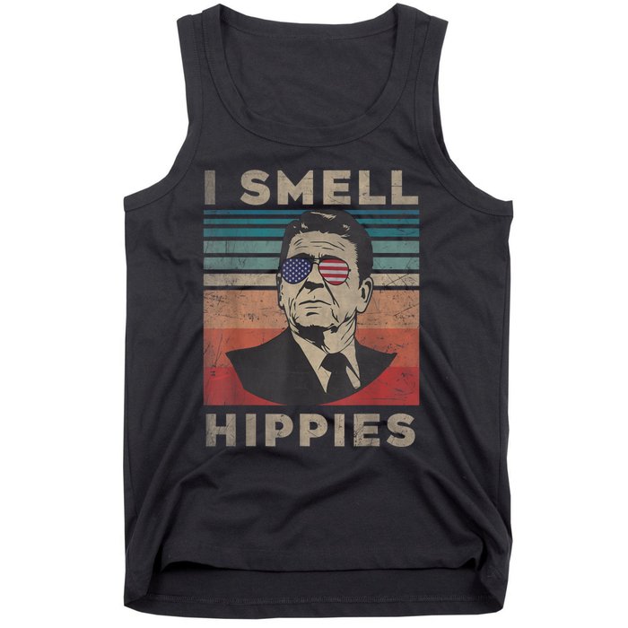 Vintage Distressed, Retro Reagan President I Smell Hippies Tank Top