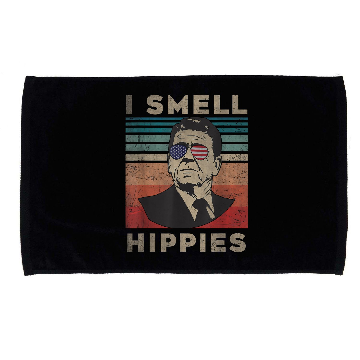 Vintage Distressed, Retro Reagan President I Smell Hippies Microfiber Hand Towel