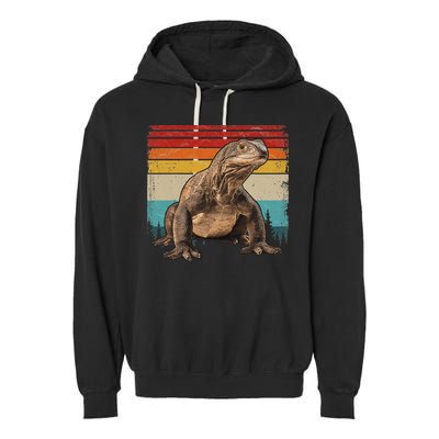 Vintage Distressed Retro Style Cool Komodo Dragon Garment-Dyed Fleece Hoodie