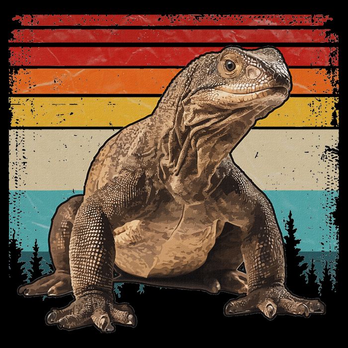 Vintage Distressed Retro Style Cool Komodo Dragon Button