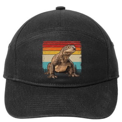 Vintage Distressed Retro Style Cool Komodo Dragon 7-Panel Snapback Hat