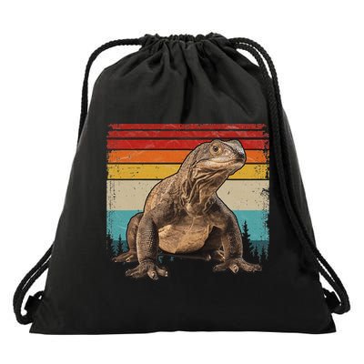 Vintage Distressed Retro Style Cool Komodo Dragon Drawstring Bag