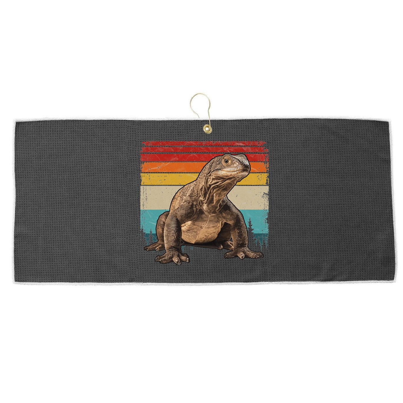 Vintage Distressed Retro Style Cool Komodo Dragon Large Microfiber Waffle Golf Towel