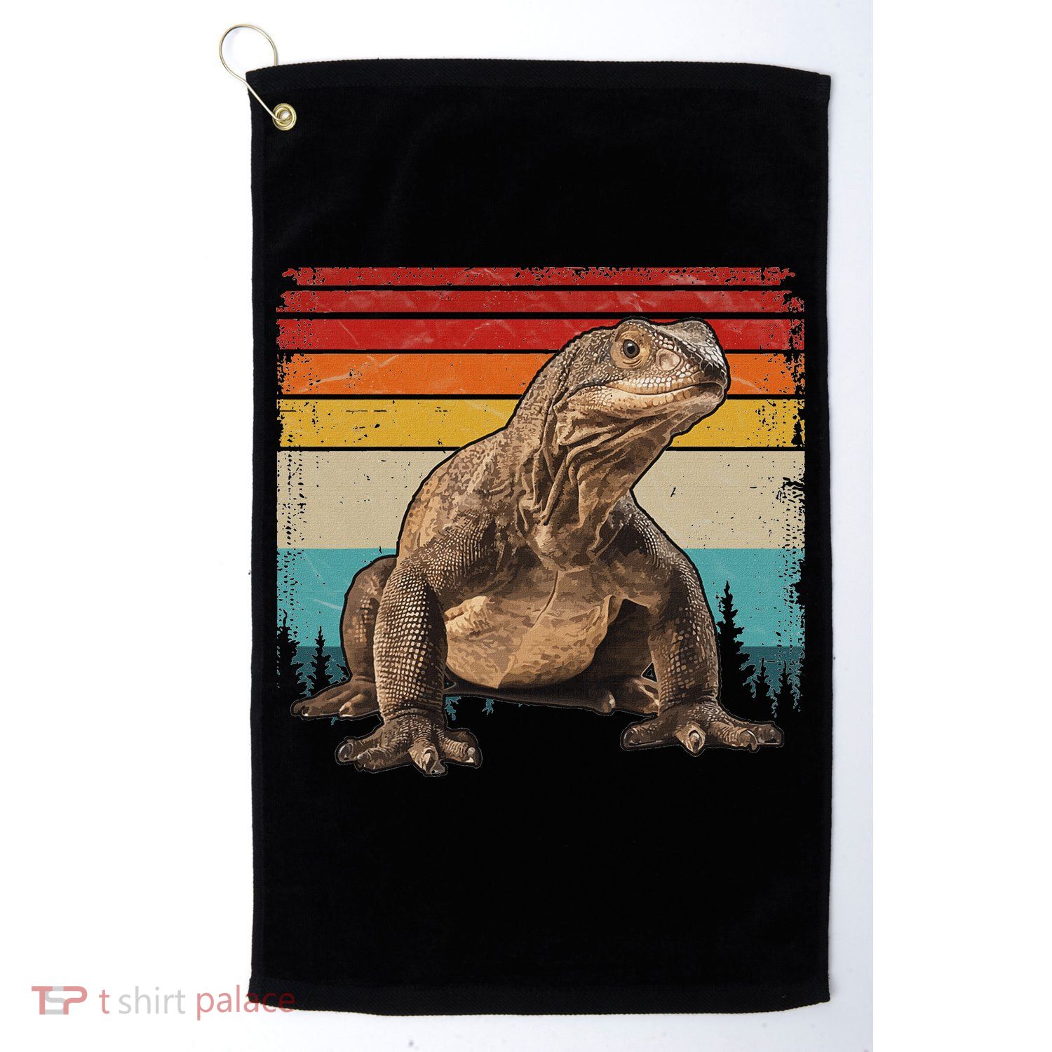 Vintage Distressed Retro Style Cool Komodo Dragon Golf Towel
