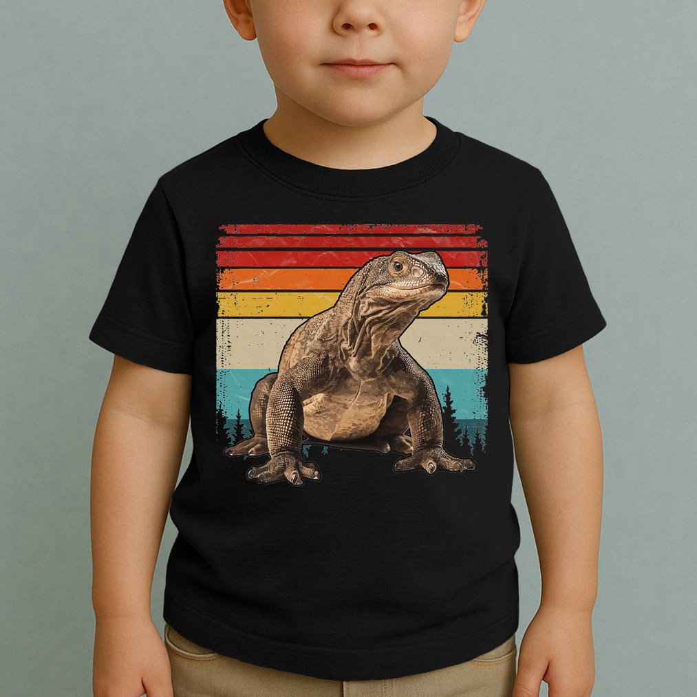 Vintage Distressed Retro Style Cool Komodo Dragon Toddler T-Shirt