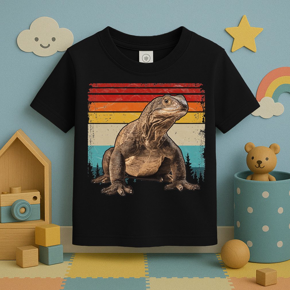 Vintage Distressed Retro Style Cool Komodo Dragon Toddler T-Shirt