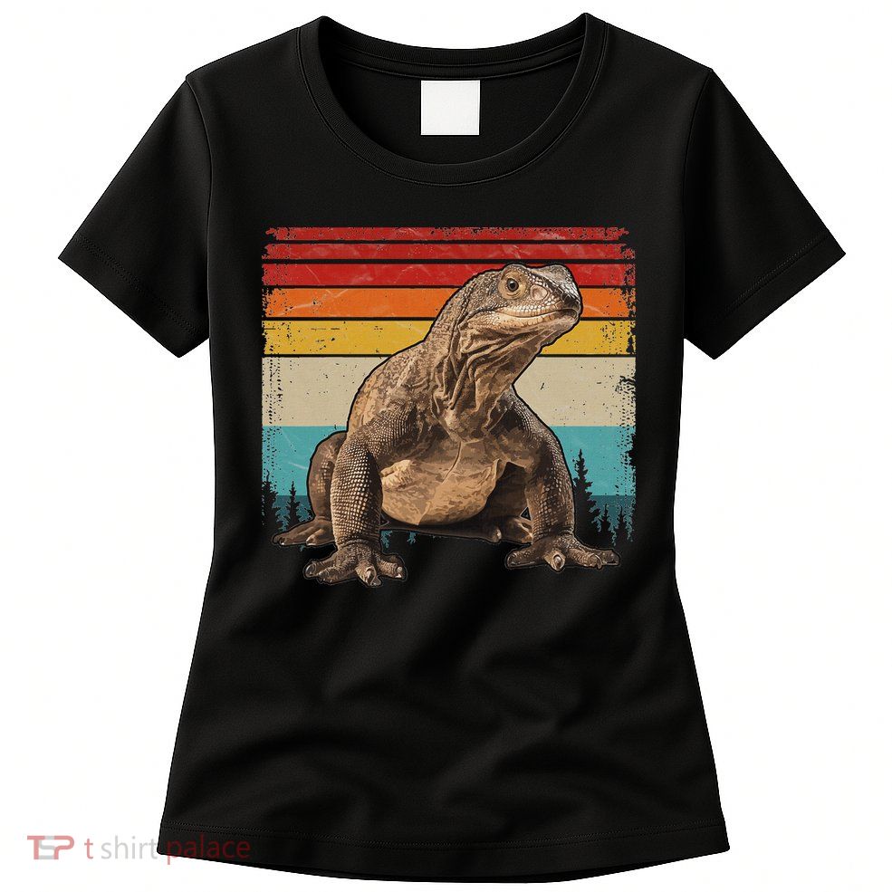 Vintage Distressed Retro Style Cool Komodo Dragon Womens T-Shirt