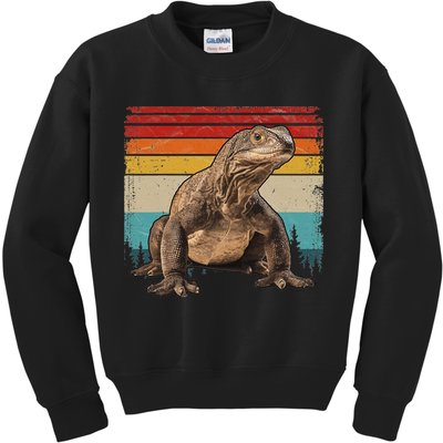 Vintage Distressed Retro Style Cool Komodo Dragon Kids Sweatshirt
