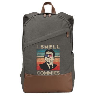 Vintage Distressed Retro Reagan President I Smell Commies Cotton Canvas Backpack