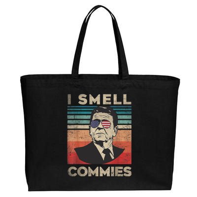 Vintage Distressed Retro Reagan President I Smell Commies Cotton Canvas Jumbo Tote