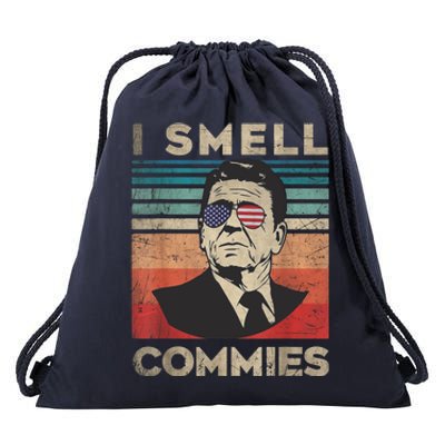 Vintage Distressed Retro Reagan President I Smell Commies Drawstring Bag