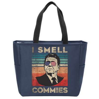 Vintage Distressed Retro Reagan President I Smell Commies Zip Tote Bag