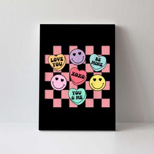 Valentines Day Retro Groovy Conversation Heart Candy Canvas