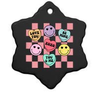 Valentines Day Retro Groovy Conversation Heart Candy Ceramic Star Ornament