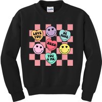 Valentines Day Retro Groovy Conversation Heart Candy Kids Sweatshirt