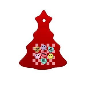 Valentines Day Retro Groovy Conversation Heart Candy Ceramic Tree Ornament