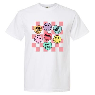 Valentines Day Retro Groovy Conversation Heart Candy Garment-Dyed Heavyweight T-Shirt