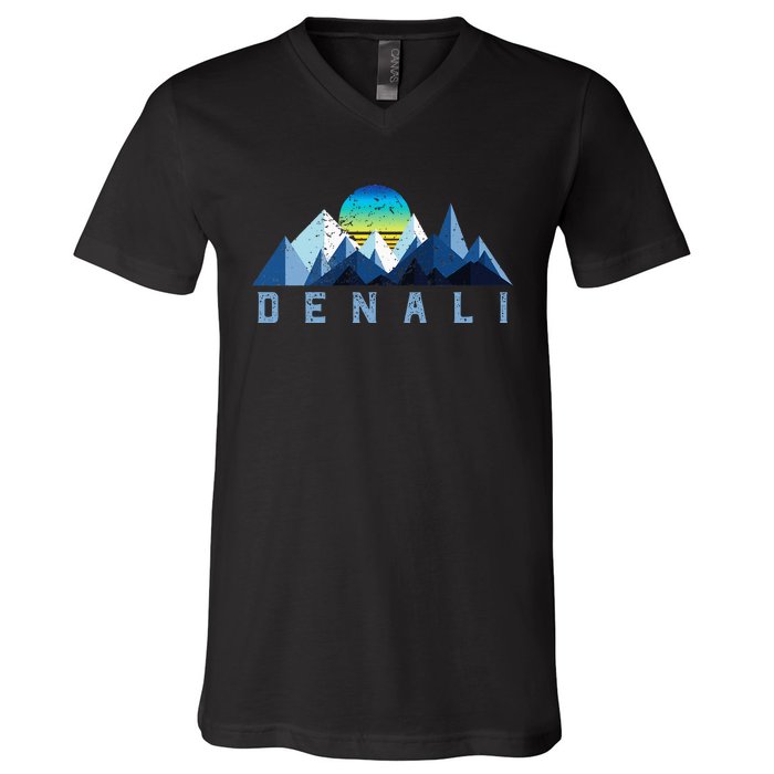 Vintage Denali Retro National Park Geometric V-Neck T-Shirt