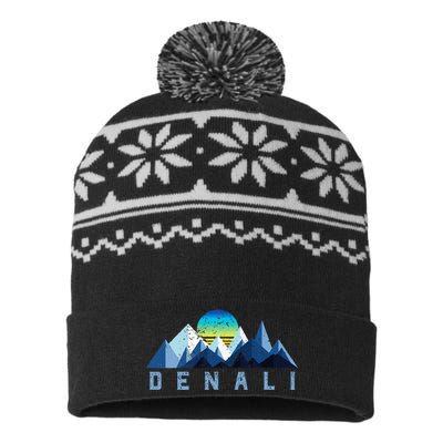 Vintage Denali Retro National Park Geometric USA-Made Snowflake Beanie