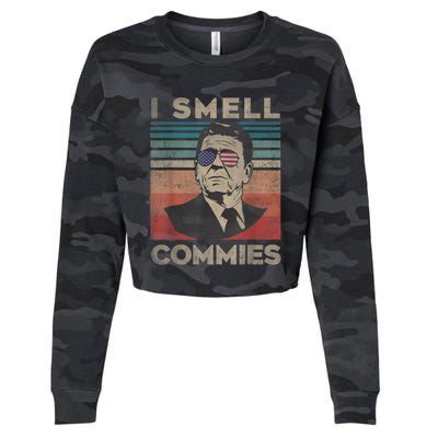 Vintage Distressed, Retro Reagan President I Smell Commies Cropped Pullover Crew