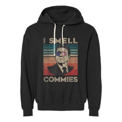 Vintage Distressed, Retro Reagan President I Smell Commies Garment-Dyed Fleece Hoodie