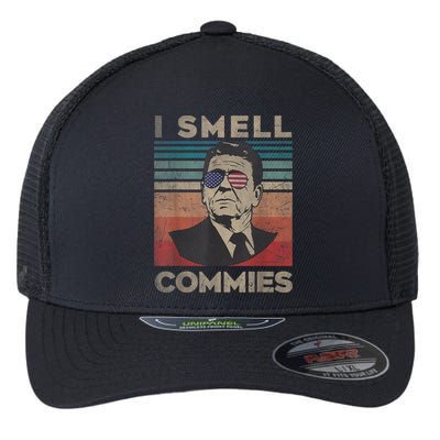 Vintage Distressed, Retro Reagan President I Smell Commies Flexfit Unipanel Trucker Cap