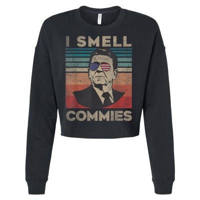 Vintage Distressed, Retro Reagan President I Smell Commies Cropped Pullover Crew
