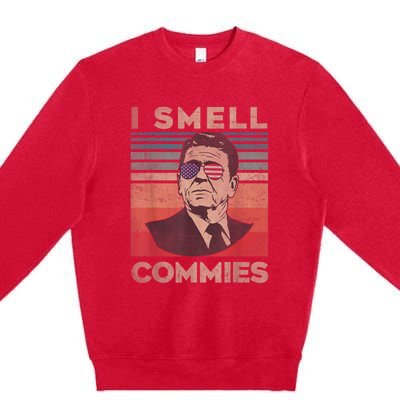 Vintage Distressed, Retro Reagan President I Smell Commies Premium Crewneck Sweatshirt