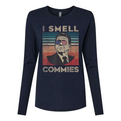 Vintage Distressed, Retro Reagan President I Smell Commies Womens Cotton Relaxed Long Sleeve T-Shirt