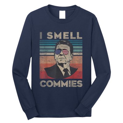 Vintage Distressed, Retro Reagan President I Smell Commies Long Sleeve Shirt