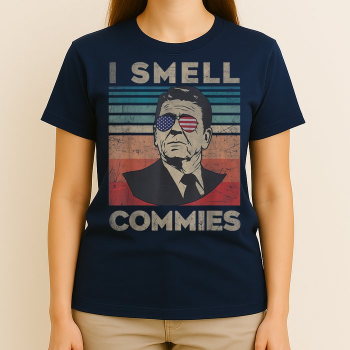 Vintage Distressed, Retro Reagan President I Smell Commies T-Shirt