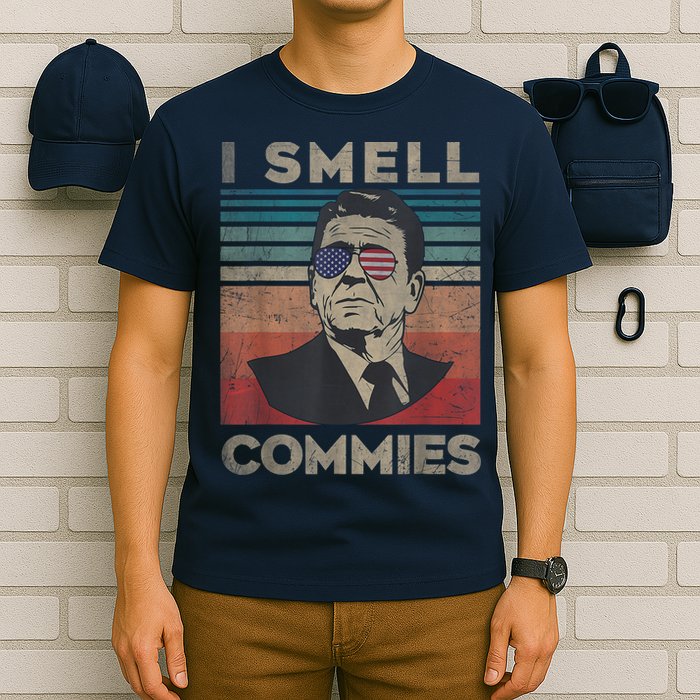 Vintage Distressed, Retro Reagan President I Smell Commies T-Shirt