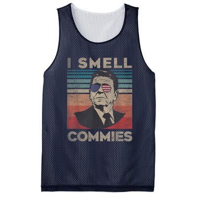 Vintage Distressed, Retro Reagan President I Smell Commies Mesh Reversible Basketball Jersey Tank