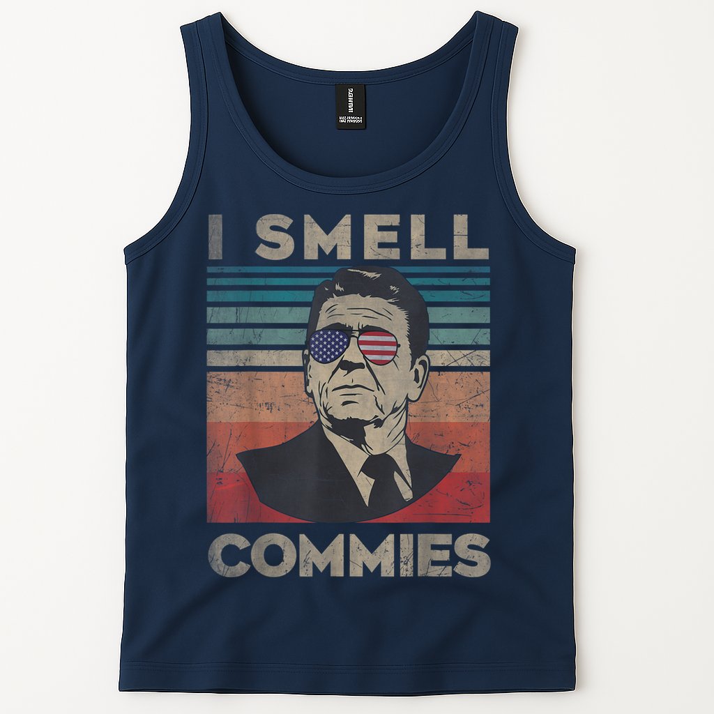 Vintage Distressed, Retro Reagan President I Smell Commies Tank Top