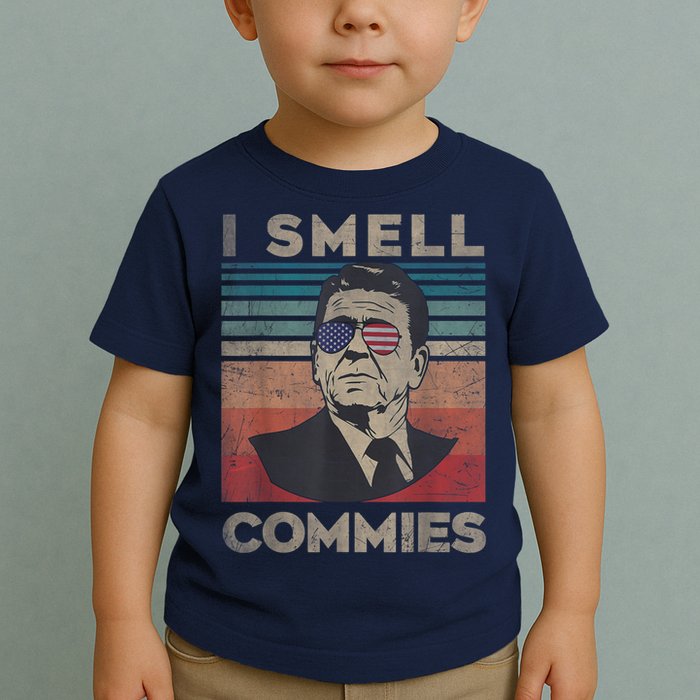 Vintage Distressed, Retro Reagan President I Smell Commies Toddler T-Shirt