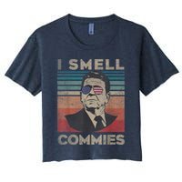 Vintage Distressed, Retro Reagan President I Smell Commies Women's Crop Top Tee