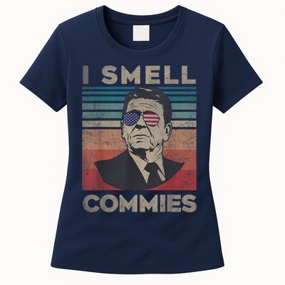 Vintage Distressed, Retro Reagan President I Smell Commies Womens T-Shirt