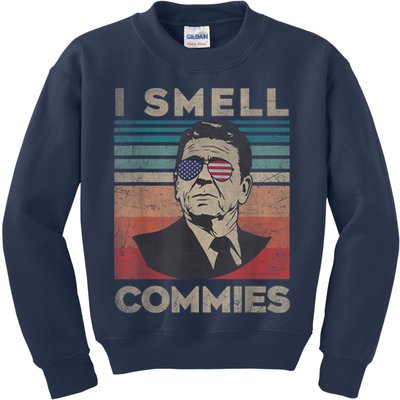 Vintage Distressed, Retro Reagan President I Smell Commies Kids Sweatshirt