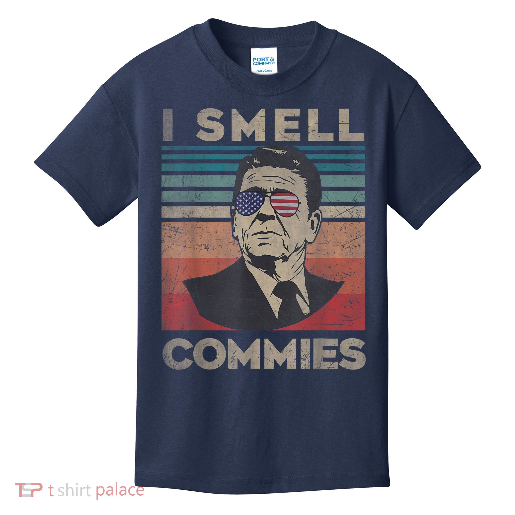 Vintage Distressed, Retro Reagan President I Smell Commies Kids T-Shirt