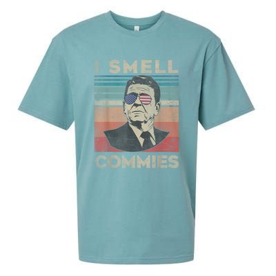 Vintage Distressed, Retro Reagan President I Smell Commies Sueded Cloud Jersey T-Shirt