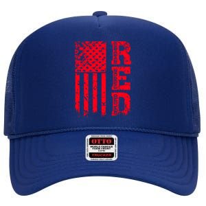 Veteran Day Remember Everyone Veteran Deployed Red Friday High Crown Mesh Back Trucker Hat