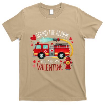 Valentine Day Red Firetruck Sound The Alarm Valentine Truck T-Shirt