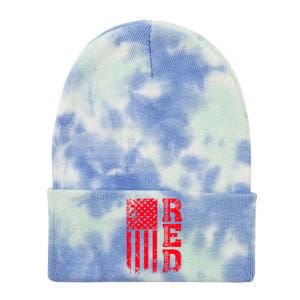 Veteran Day Remember Everyone Veteran Deployed Red Friday Gift Tie Dye 12in Knit Beanie