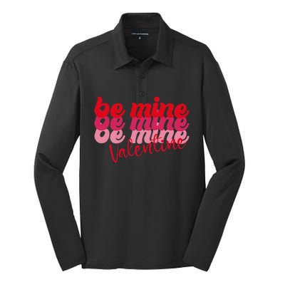 Valentine's Day Retro Be Mine Valentine Gifts Silk Touch Performance Long Sleeve Polo