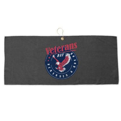 Veterans Day Remember And Honor Veterans Us Eagle Gift Large Microfiber Waffle Golf Towel