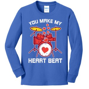 Valentines Day Rocker Drums Rock Punk Drummer Cool Gift Kids Long Sleeve Shirt