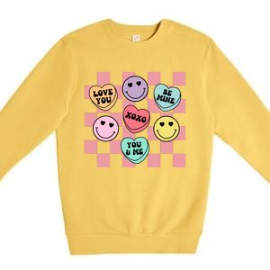 Valentines Day Retro Groovy Conversation Heart Candy Premium Crewneck Sweatshirt